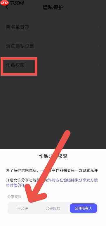 撕歌APP如何设置不允许分享自己作品