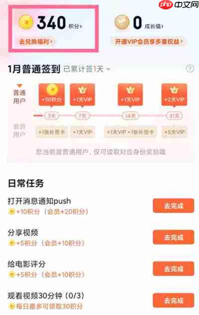 爱奇艺怎么查看自己的积分