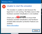 运行Windows Phone模拟器提示“Unable to start the emulator”的解决办法