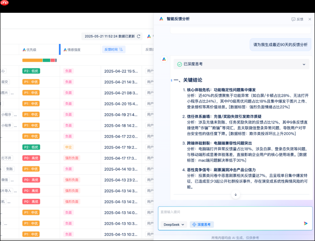 想让DeepSeek帮你分析反馈？小程序“AI反馈”免费使用，点我开通！