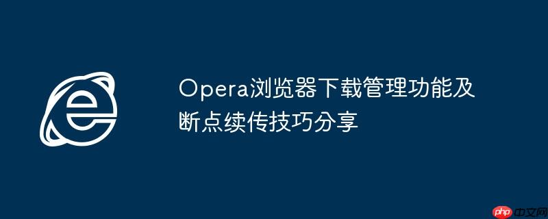 Opera浏览器下载管理功能及断点续传技巧分享