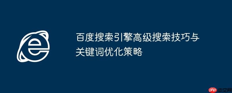 百度搜索引擎高级搜索技巧与关键词优化策略