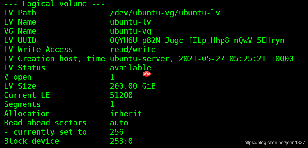Ubuntu 20.04 逻辑分区(LVM)扩容