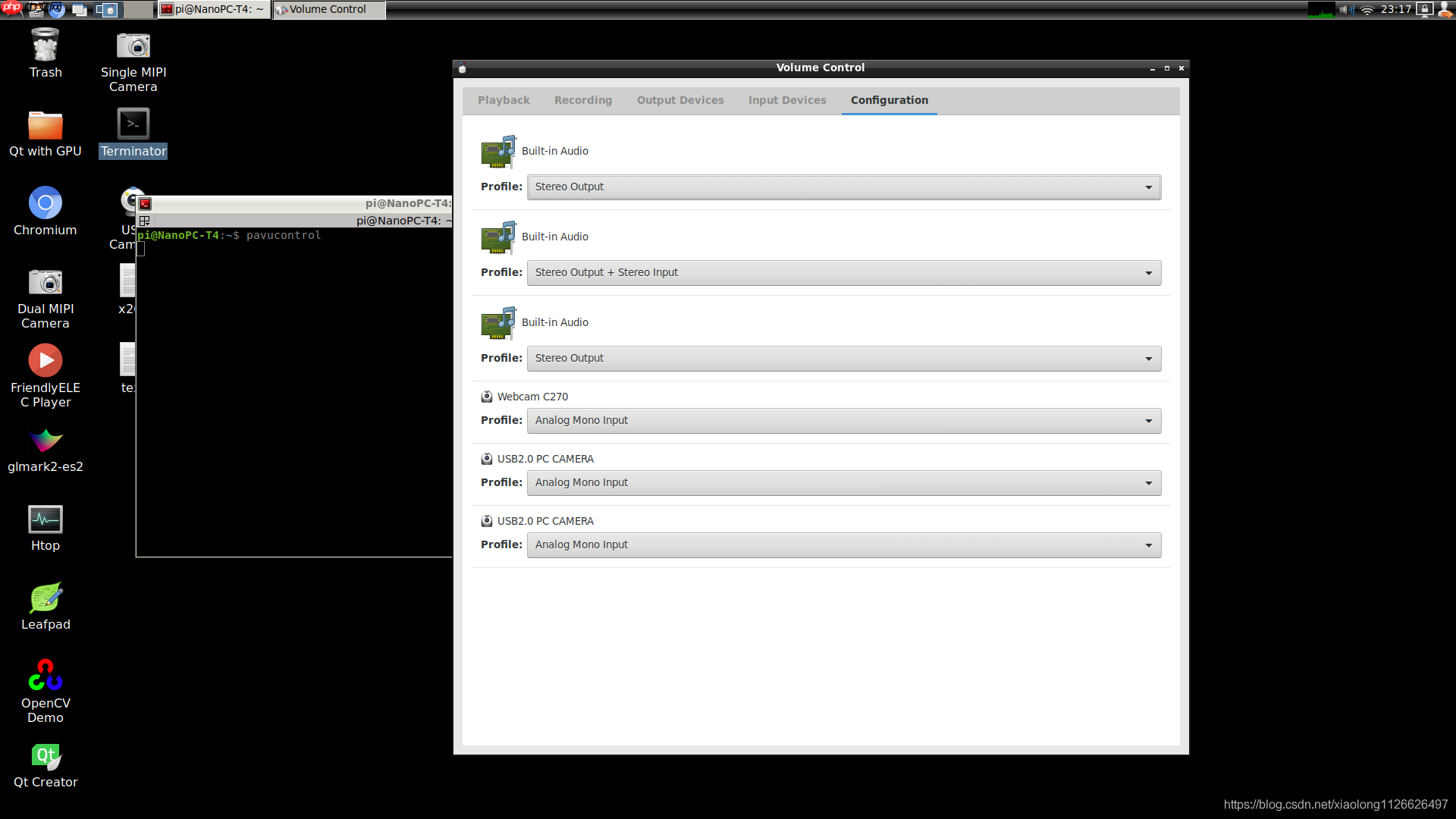 在RK3399上使用pavucontrol命令设置系统默认声卡（ubuntu18.04桌面系统）