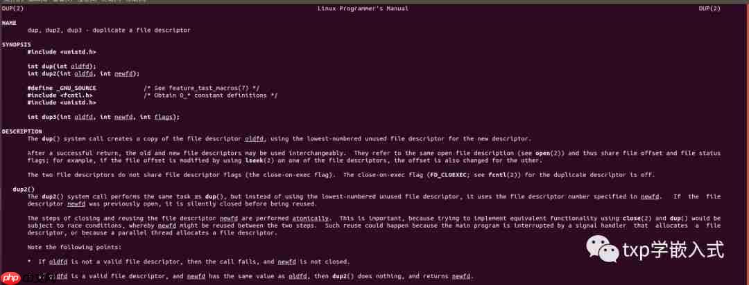 linux系统下dup和dup2函数解析