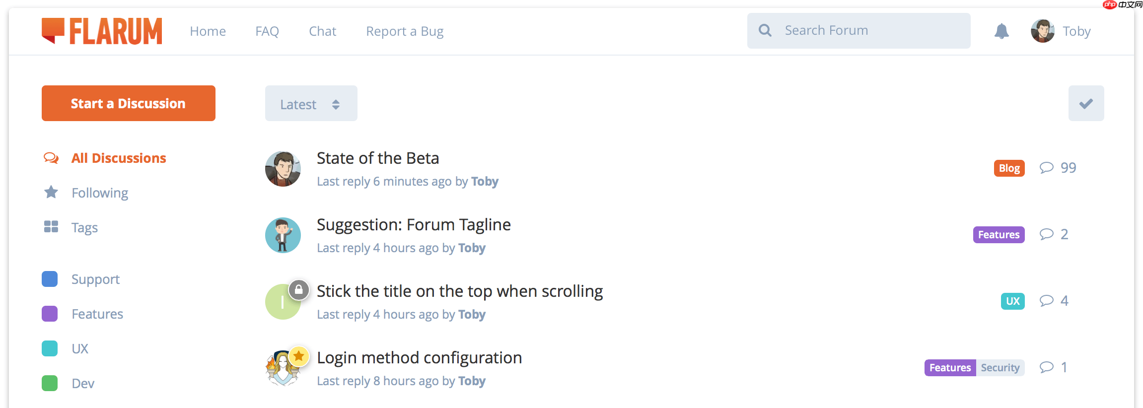 一款优雅简洁的轻论坛 - Flarum