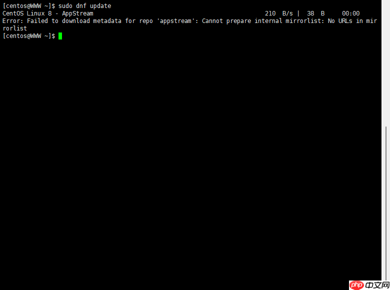 CentOS 8 更新提示 appstream 错误