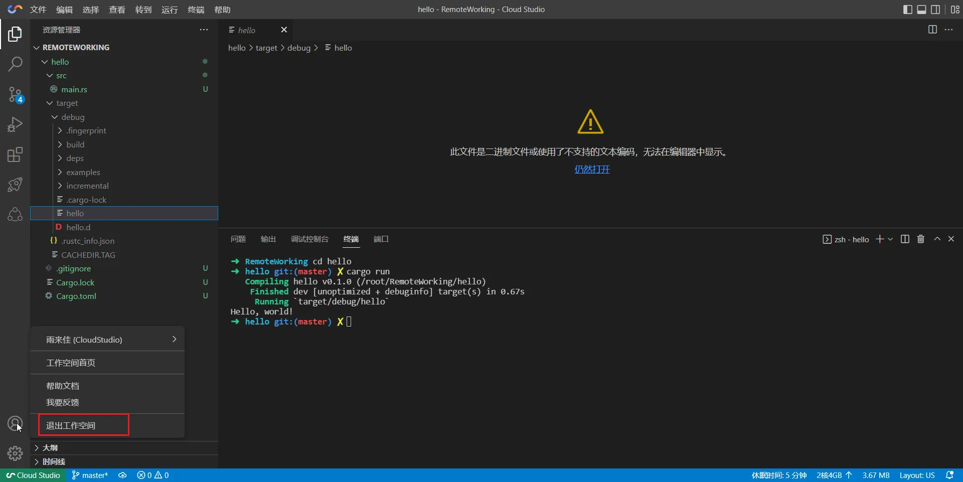 【玩转  Cloud Studio】以 Rust 为例定制自己的开发环境