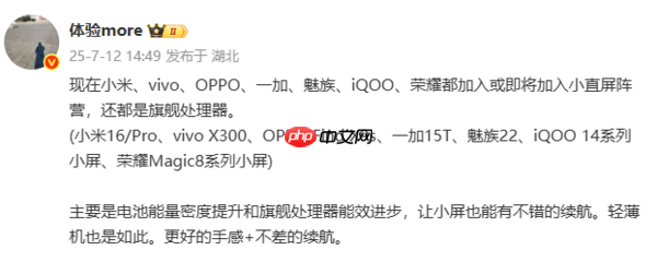 曝七大厂商将推出小直屏手机！不止小米、荣耀、魅族