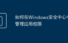 如何在Windows安全中心中管理应用权限