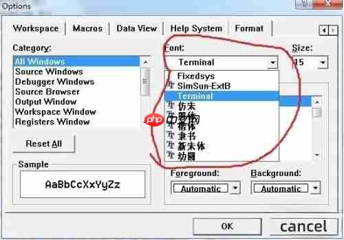 vc++6.0怎么调整字体？vc++6.0调整字体的方法
