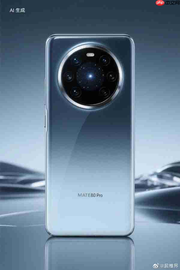 华为Mate 80 Pro AI渲染图曝光:渐变机身+后置六摄?