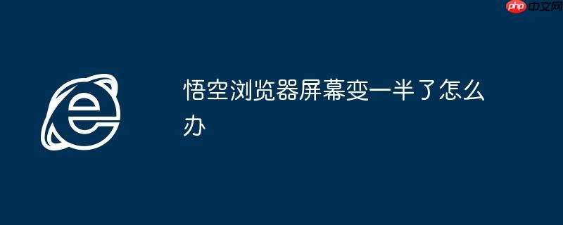 悟空浏览器屏幕变一半了怎么办