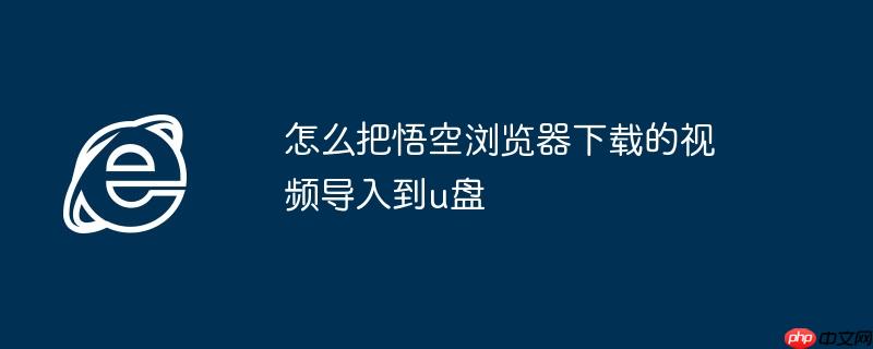 怎么把悟空浏览器下载的视频导入到u盘