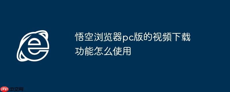 悟空浏览器pc版的视频下载功能怎么使用