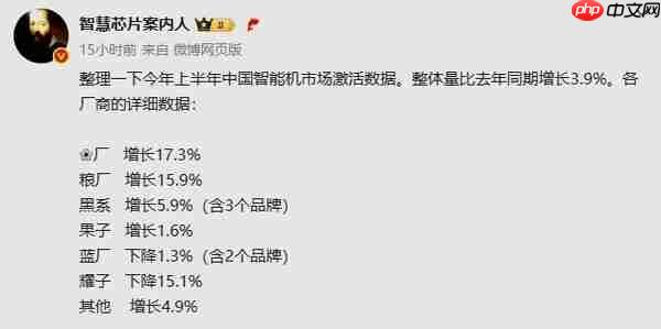 上半年国内手机市场激活量排名：华为夺冠 苹果第四