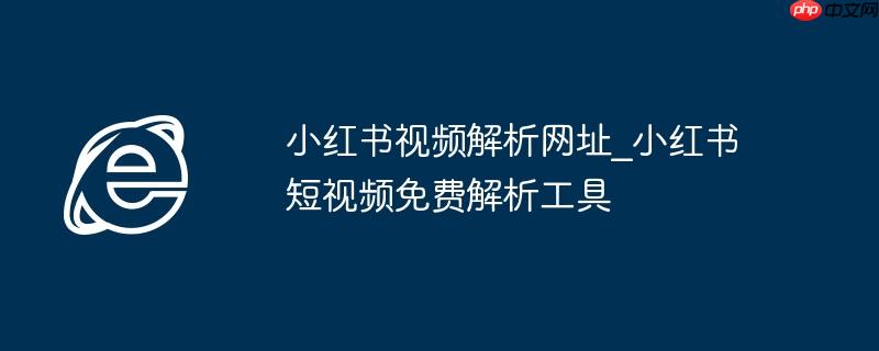 小红书视频解析网址_小红书短视频免费解析工具