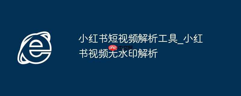 小红书短视频解析工具_小红书视频无水印解析