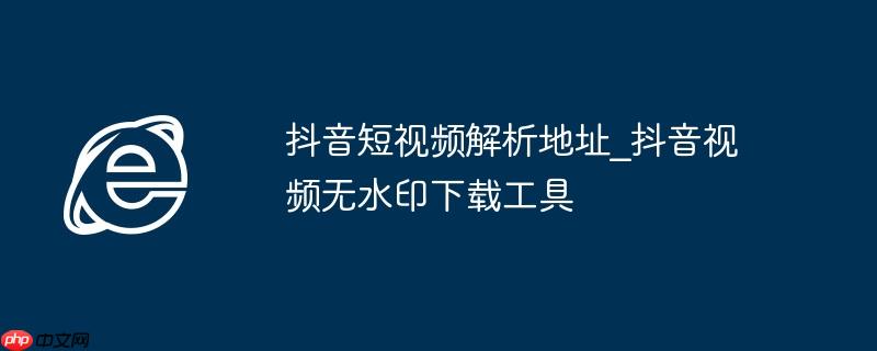 抖音短视频解析地址_抖音视频无水印下载工具