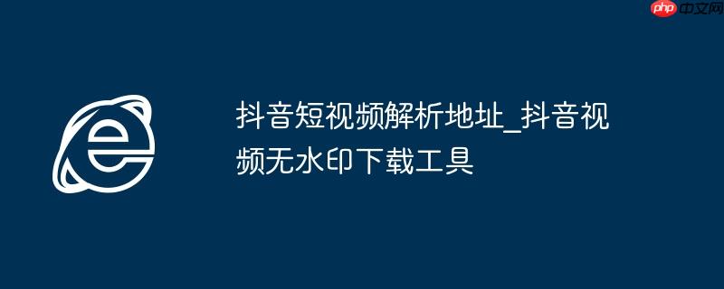 抖音短视频解析地址_抖音视频无水印下载工具