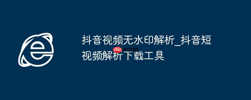 抖音视频无水印解析_抖音短视频解析下载工具