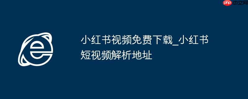 小红书视频免费下载_小红书短视频解析地址