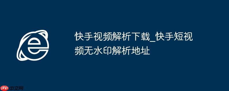 快手视频解析下载_快手短视频无水印解析地址