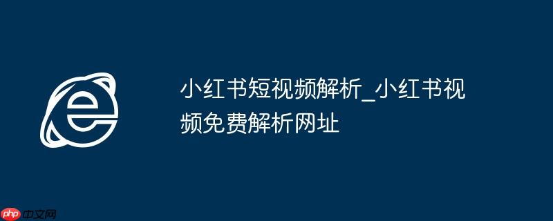 小红书短视频解析_小红书视频免费解析网址