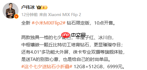 6999元!小米MIX Flip2钻石限定版开售 丘比特钻石加持