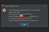 PhpStorm Git Add提示LF would be replaced by CRLF的解决方法