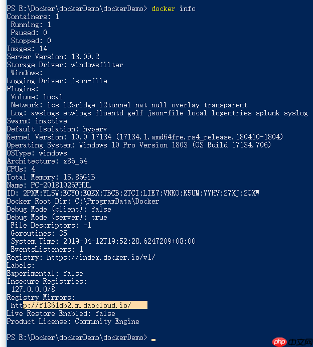 在Windows上使用Docker运行.NetCore