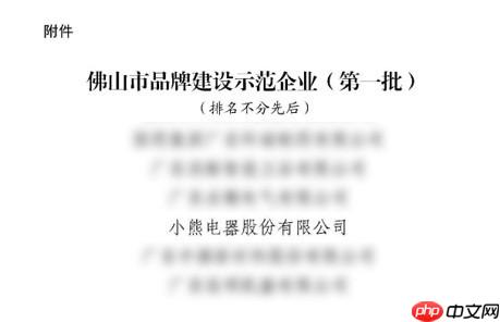 入选佛山“品牌建设示范企业”，小熊电器成“高品质”标杆