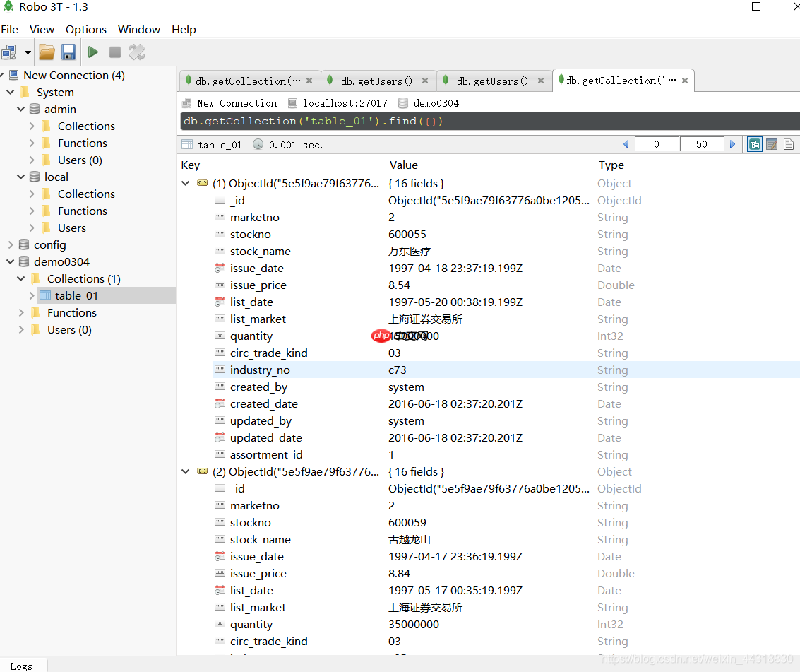 MongoDB可视化工具Robo 3T基础使用