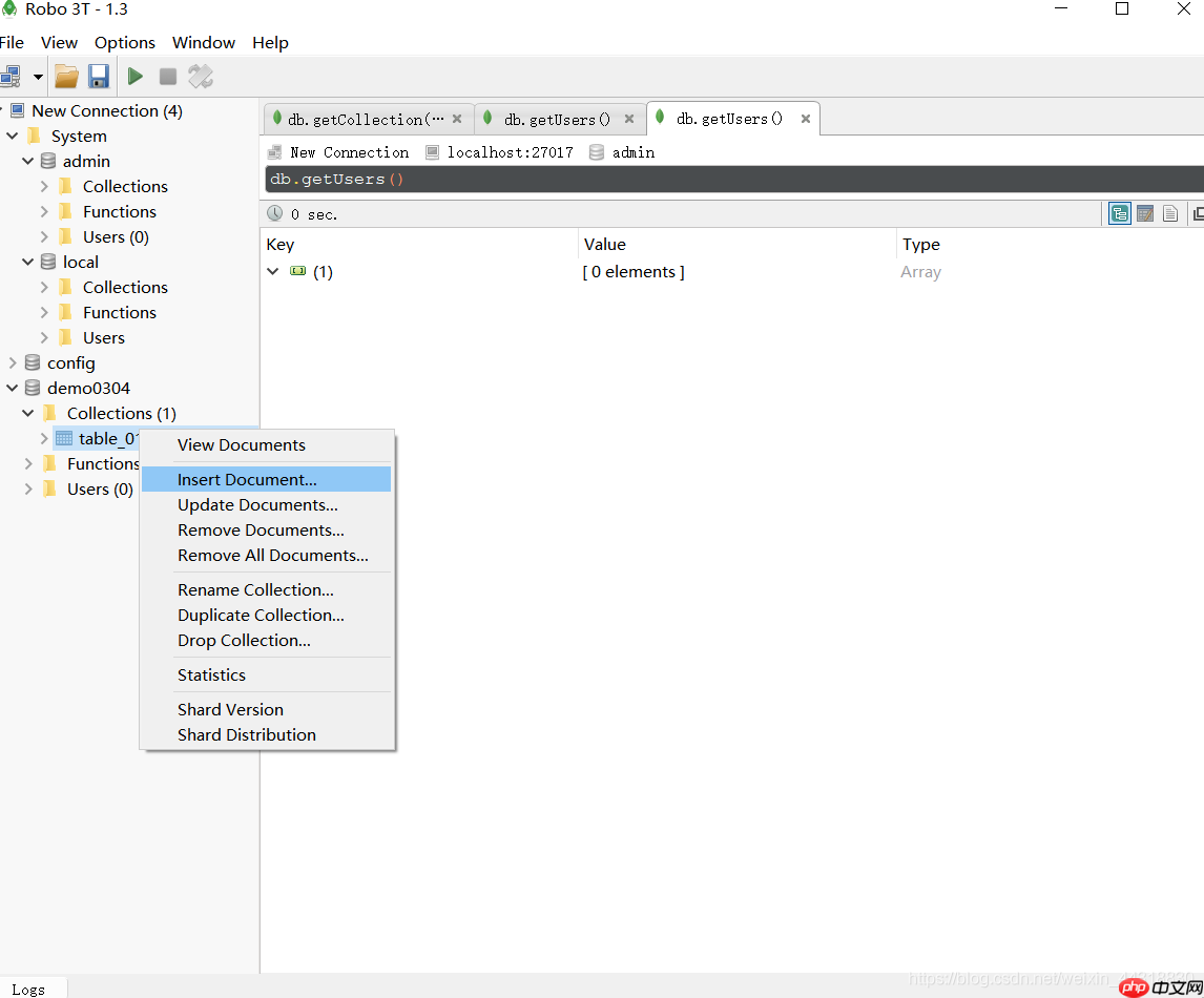 MongoDB可视化工具Robo 3T基础使用