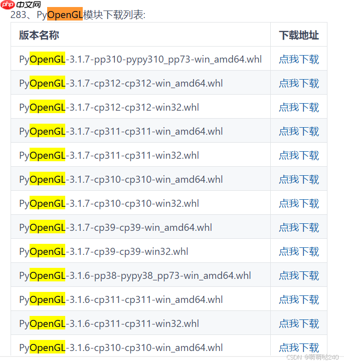 [python]windows上安装pyopengl最简单方法