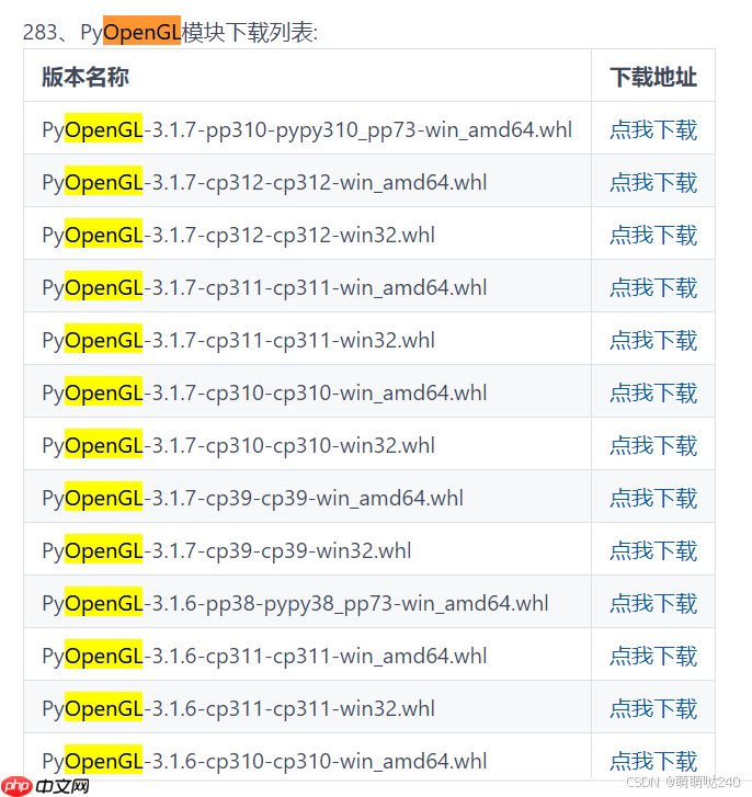 [python]windows上安装pyopengl最简单方法