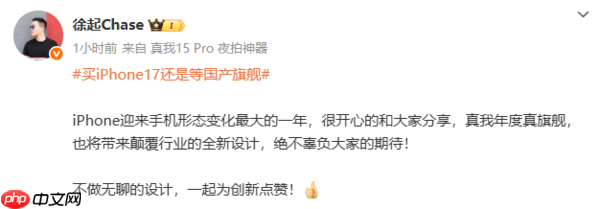 真我徐起谈苹果新机:iPhone迎来形态变化最大的一年