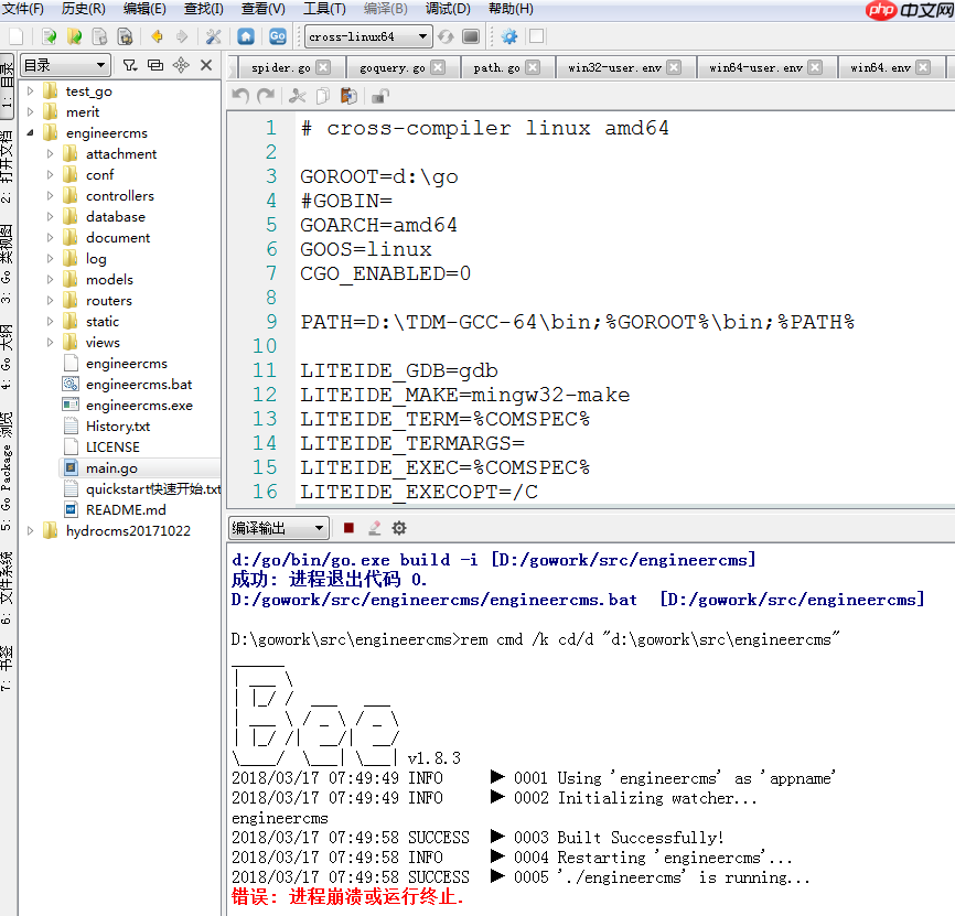 Windows里golang交叉编译Linux文件在docker里的centos中运行