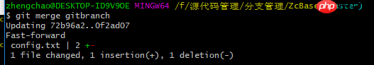 Git for Windows之分支管理、分支合并、解决分支冲突