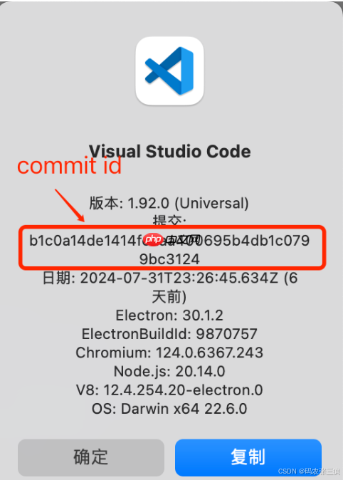 [环境配置]macOS上怎么查看vscode的commit id