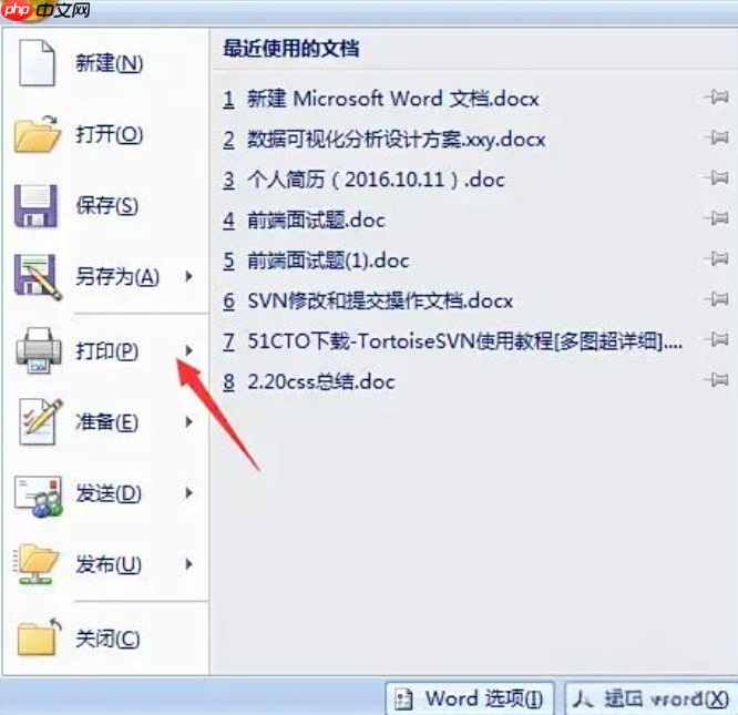 word2007怎么打印文档?word2007打印文档的步骤