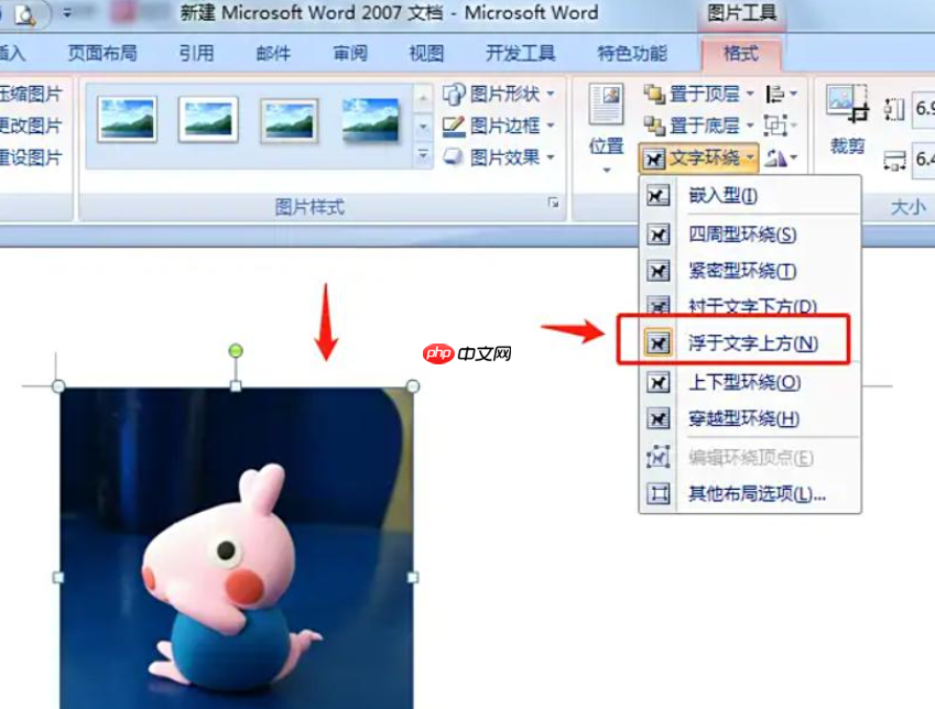 word2007怎么设置图片浮于文字之上?word2007设置图片浮于文字之上的方法