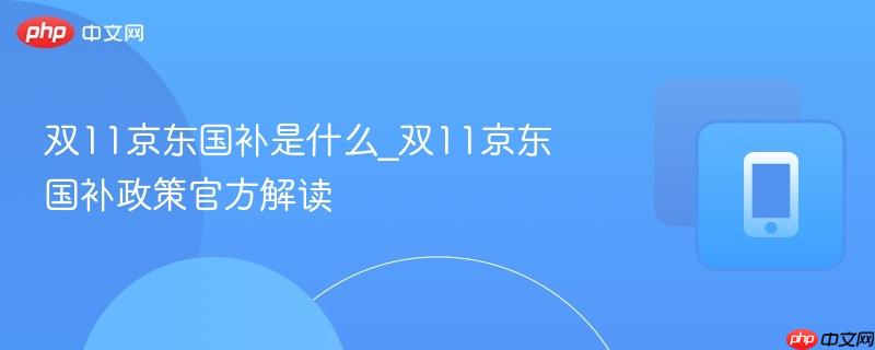 双11京东国补是什么_双11京东国补政策官方解读
