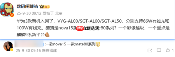 华为Mate 80系列入网:100W有线充+麒麟9系新平台