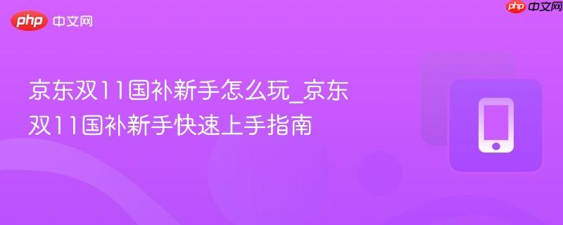 京东双11国补新手怎么玩_京东双11国补新手快速上手指南