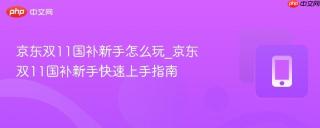 京东双11国补新手怎么玩_京东双11国补新手快速上手指南