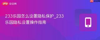 233乐园怎么设置隐私保护_233乐园隐私设置操作指南