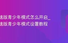 百度极速版青少年模式怎么开启_百度极速版青少年模式设置教程