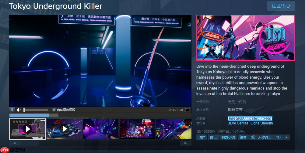 3DM Games代理发行赛博朋克动作新作《东京地下杀手》攻略——独特霓虹风格！