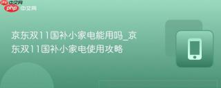 京东双11国补小家电能用吗_京东双11国补小家电使用攻略